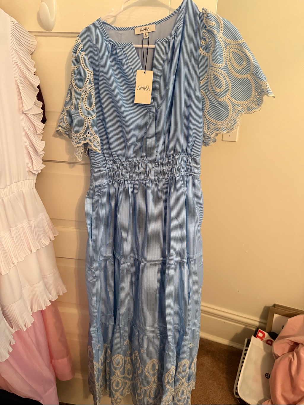 Avara Blue Lace-Trim Maxi Dress